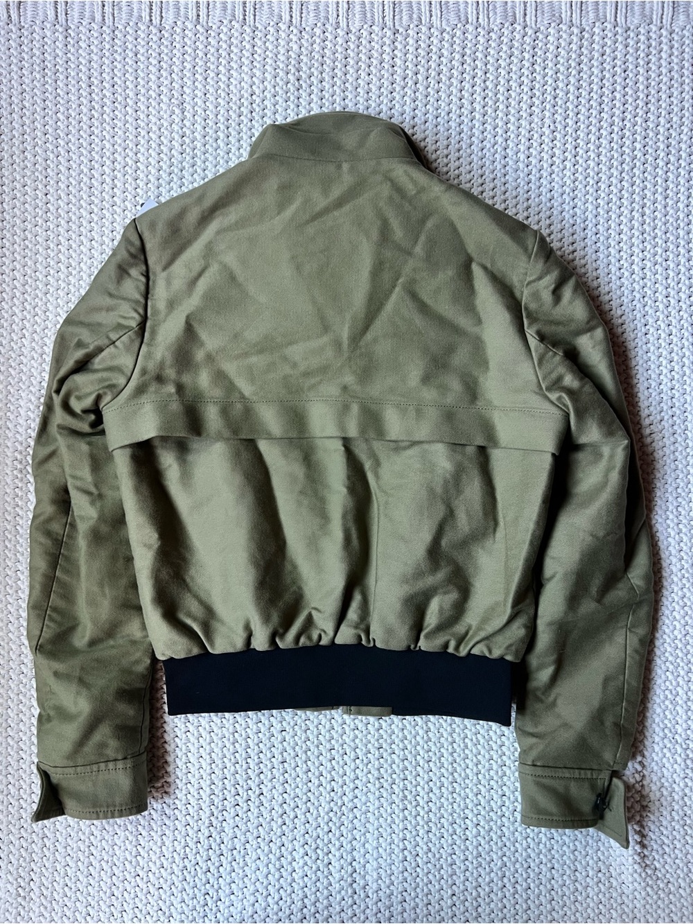 Victoria Beckham Jeans Bomber Harrington Canvas Green Jacket Made Portugal Sz 4 - Picture 8 of 9